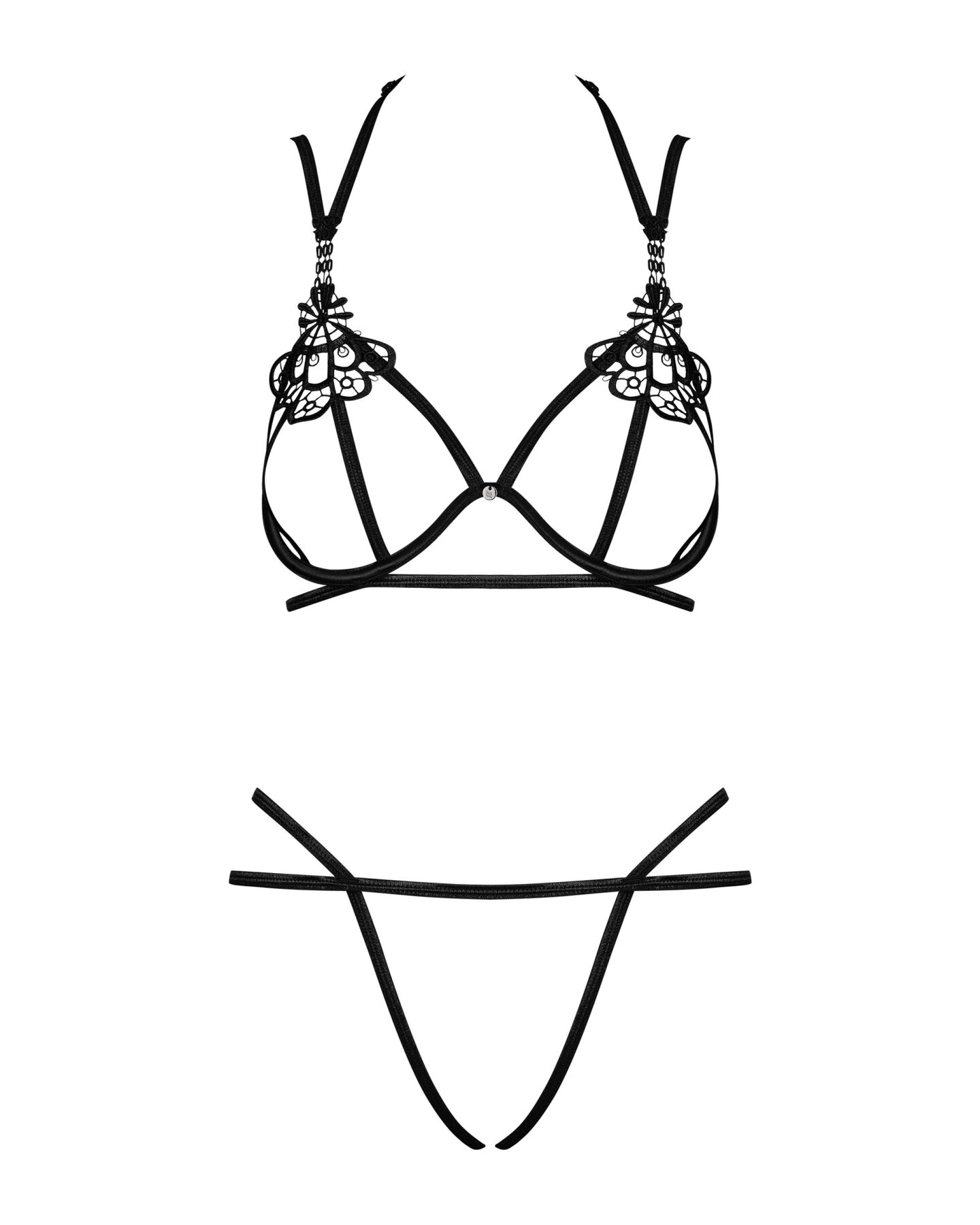 Еротичний комплект зі стреп Obsessive Badossa 2-pcs set S/M, чорний, з доступом