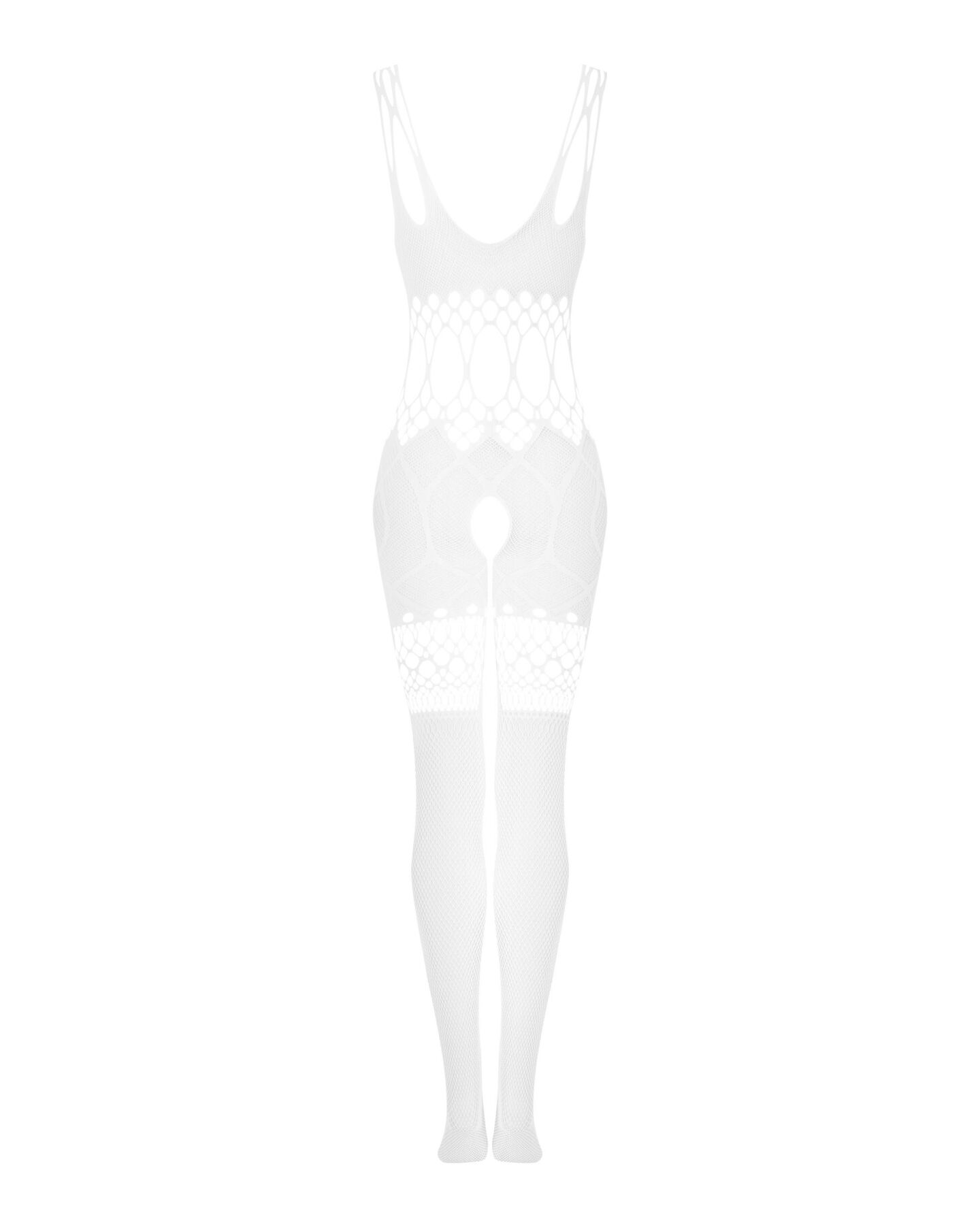 Сітчастий бодістокінг з імітацією топа та шортів Obsessive Bodystocking G330 S/M/L, white, з доступо