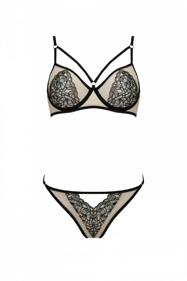 Комплект Passion LORINA SET, XXL/XXXL, beige, бюстгальтер та трусики