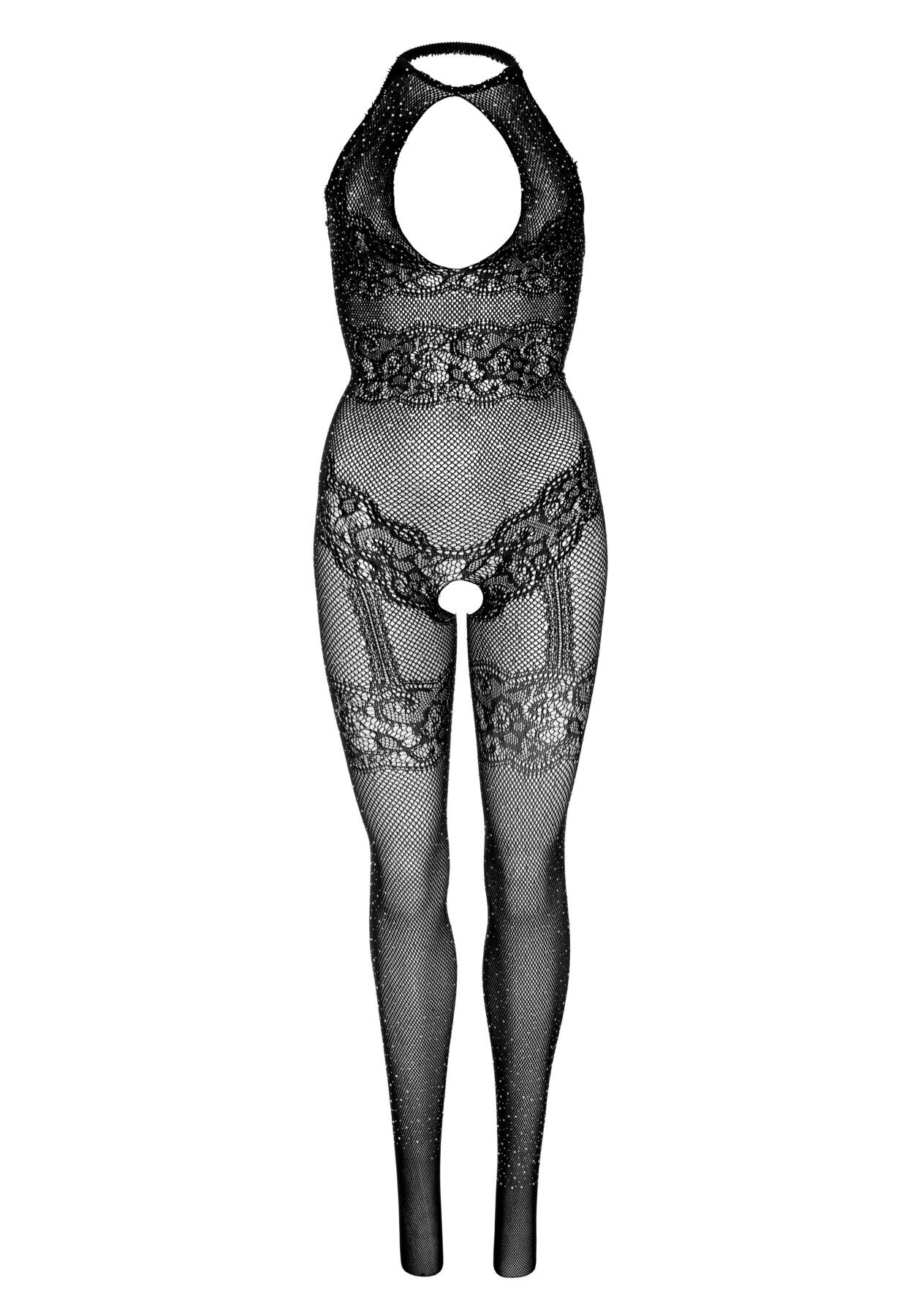 Бодістокінг Leg Avenue Rhinestone Lace and Net Bodystocking OS Black