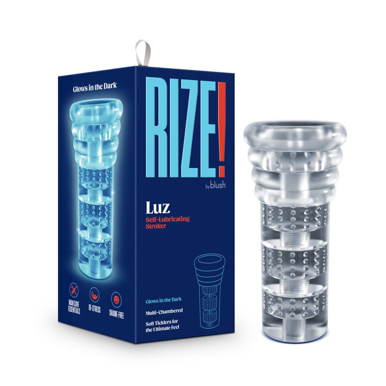 Мастурбатор Blush Rize – Luz Glow in the Dark Masturbator – Clear, всмоктування, світиться в темряві