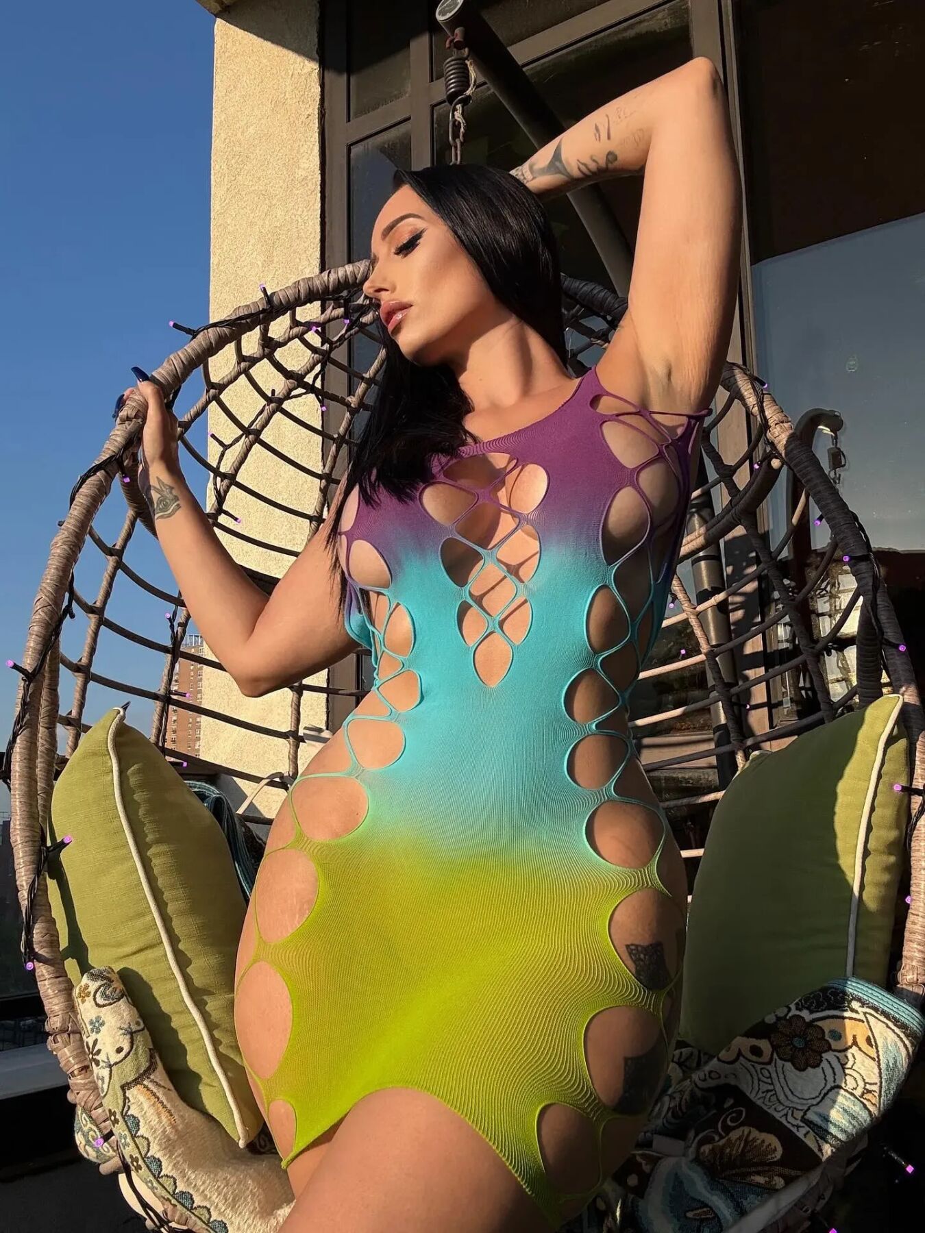 Сукня Leg Avenue Seamless Ombre Faux Lace Up Mini Dress One Size Ocean