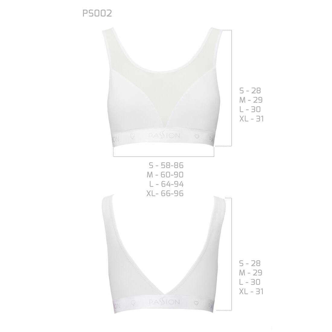 Топ з прозорою вставкою Passion PS002 TOP S, white
