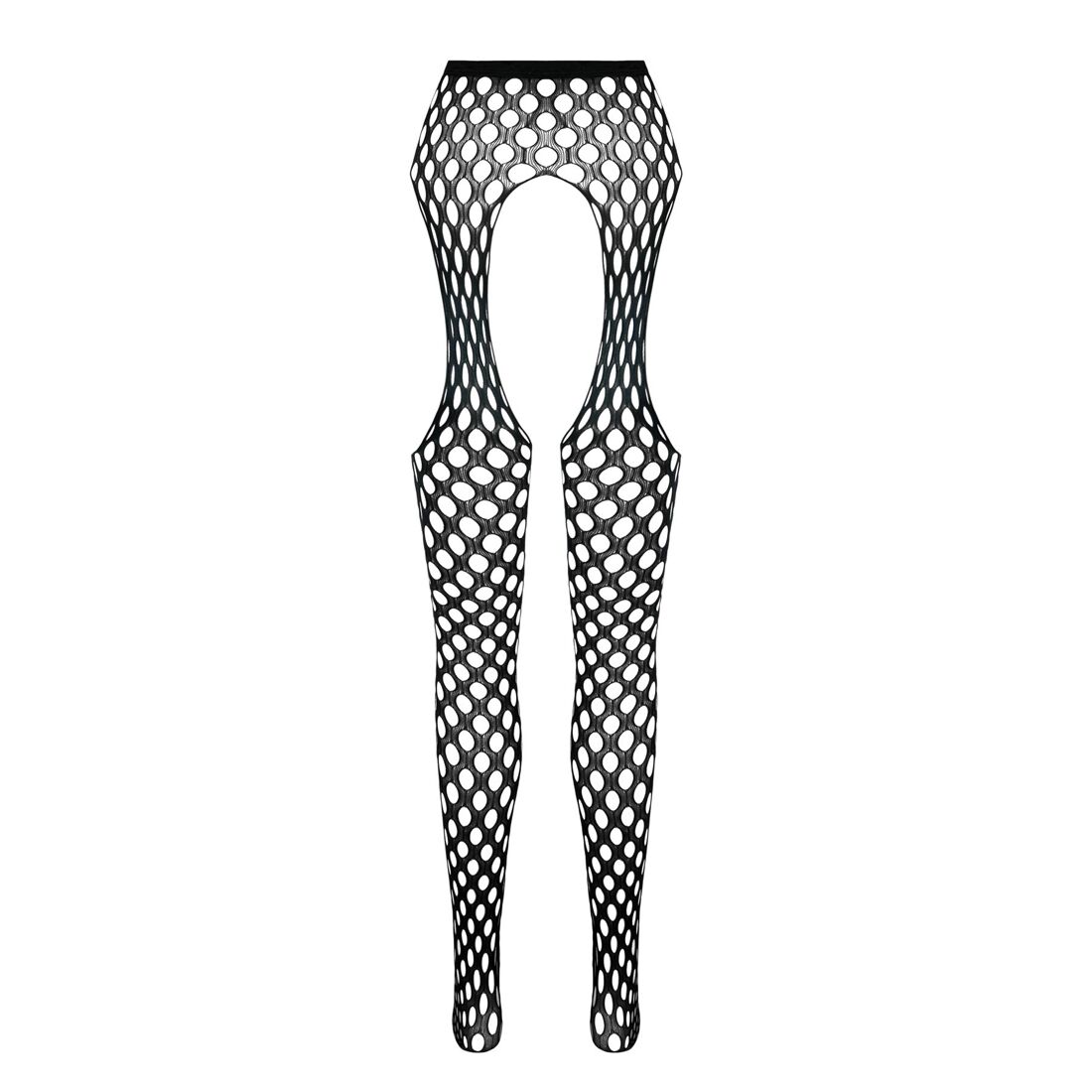 Еротичні колготки-бодістокінг Passion ECO S003 white, з доступом, імітація підв’язок