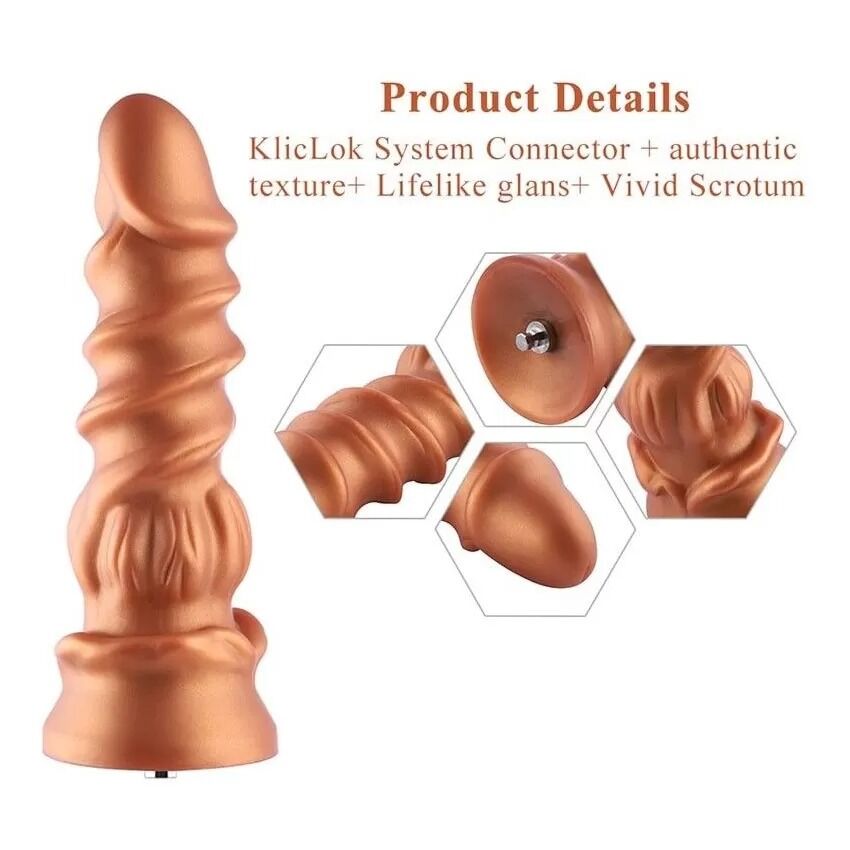Фалоімітатор для секс-машин Hismith Spiral Grain Silicone Dildo Monster Series, спіральний рельєф