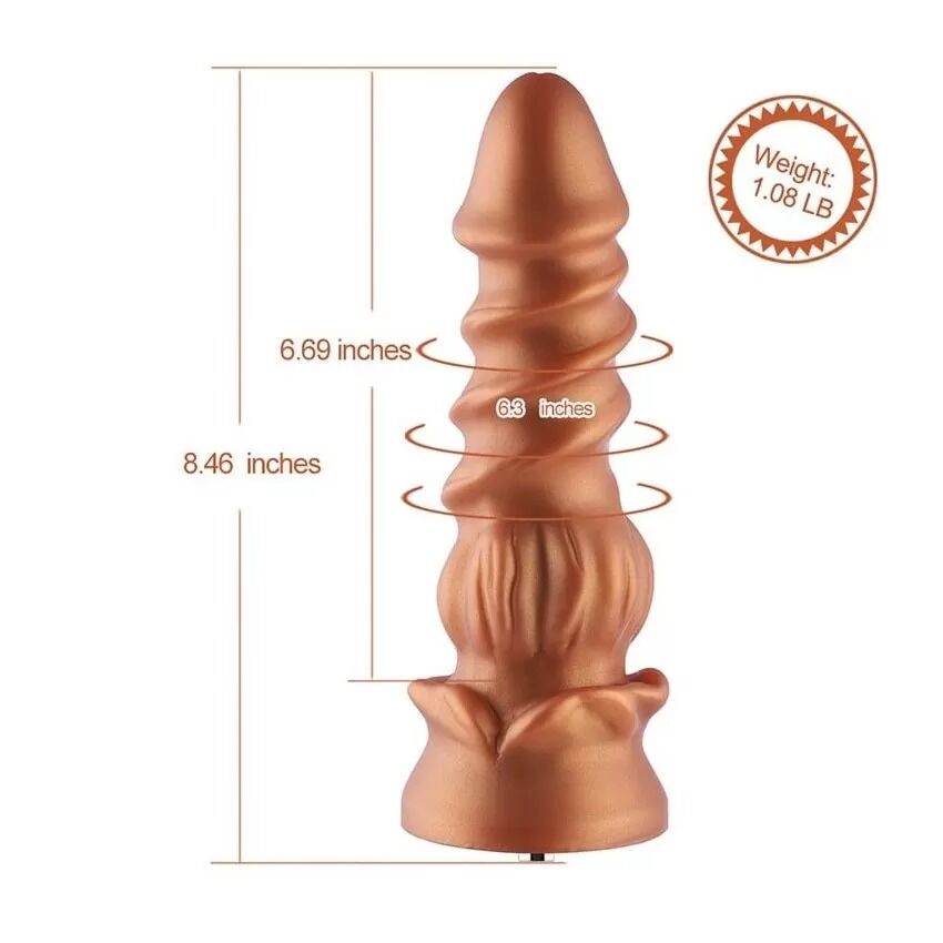 Фалоімітатор для секс-машин Hismith Spiral Grain Silicone Dildo Monster Series, спіральний рельєф