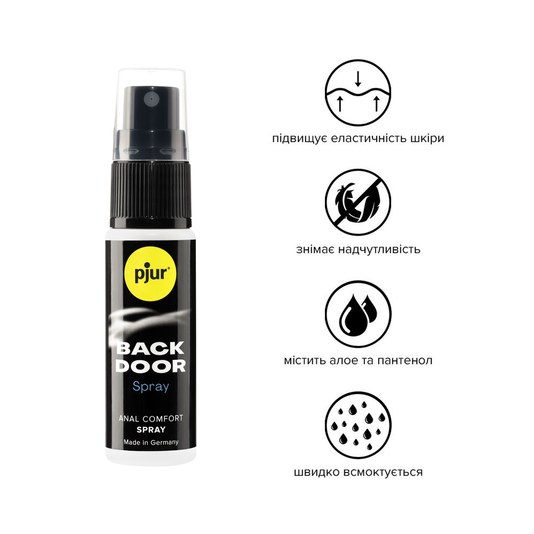 Розслаблювальний анальний спрей pjur BACK DOOR spray 20 мл, з пантенолом та алое, концентрований