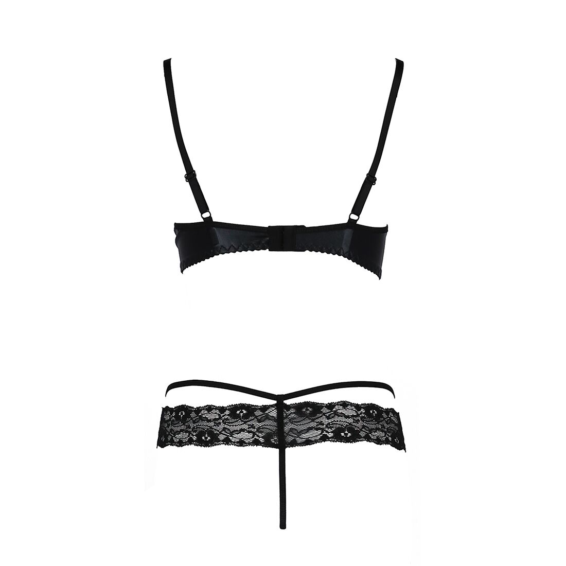 Комплект білизни Passion Exclusive NORTH SET L/XL, black, ліф і трусики з елементами під латекс