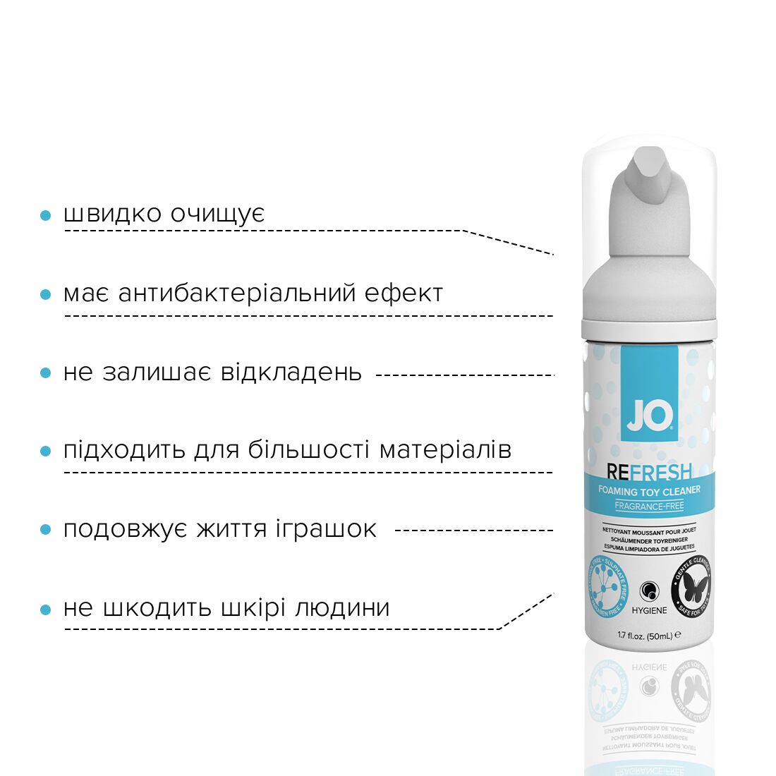 М’яка пінка для очищення іграшок JO REFRESH (50 мл), дезінфекційна, проникає глибоко