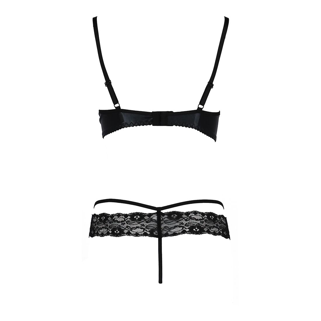 Комплект білизни Passion Exclusive NORTH SET S/M, black, ліф и трусики з елементами під латекс
