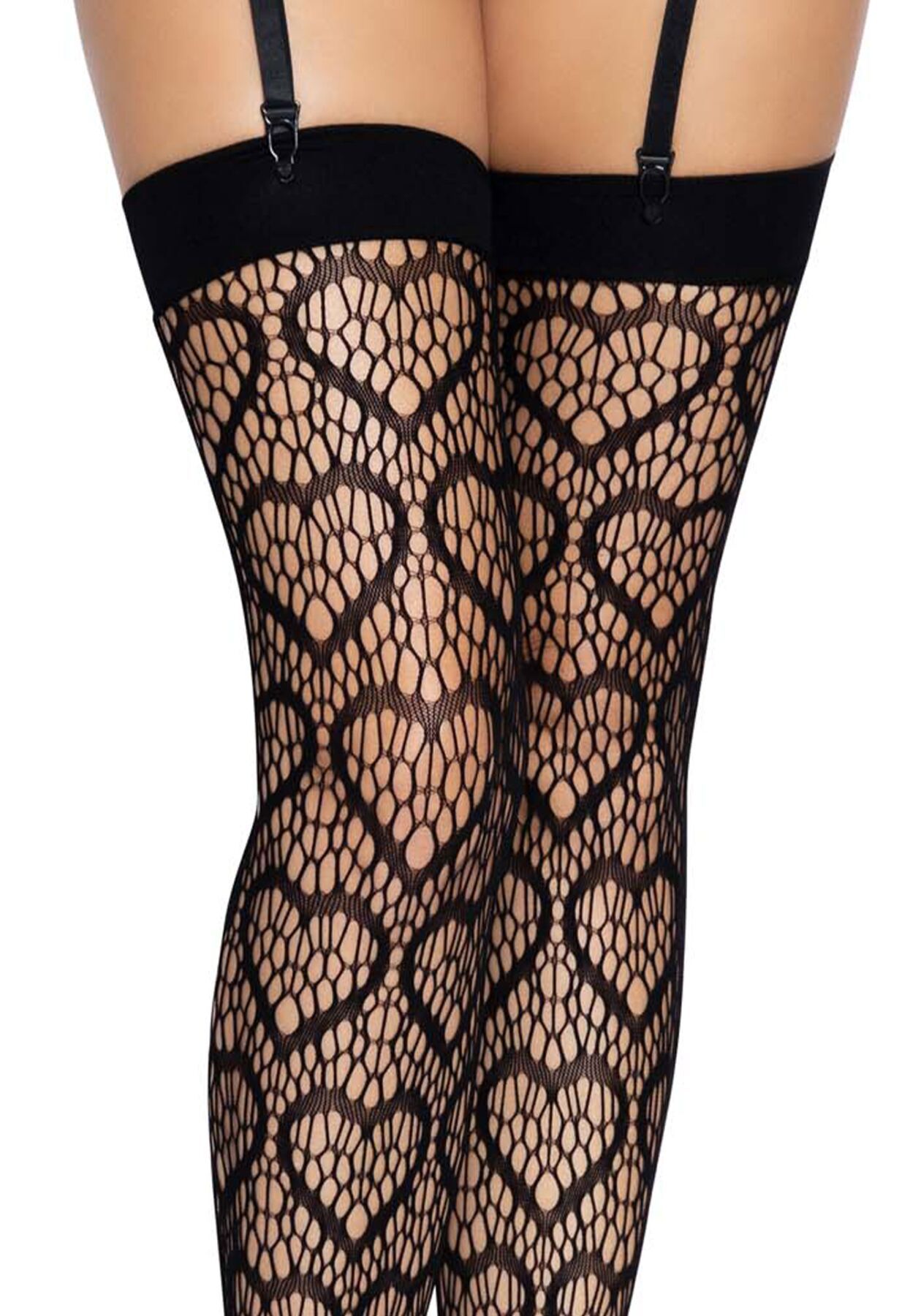 Ажурні панчохи із сердечками Leg Avenue Heart Black, one size