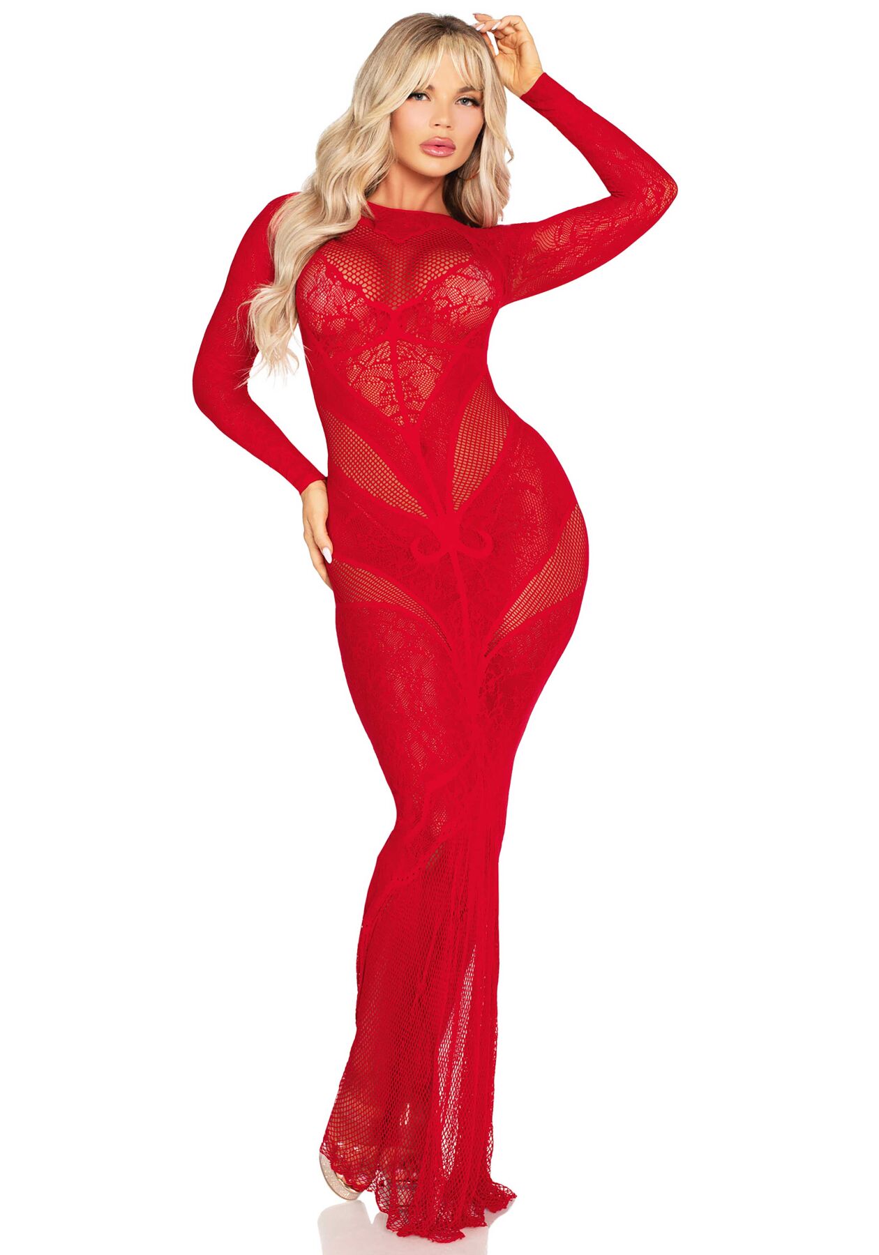 Сукня Leg Avenue Lace and Net Bodycon Gown One Size, Red