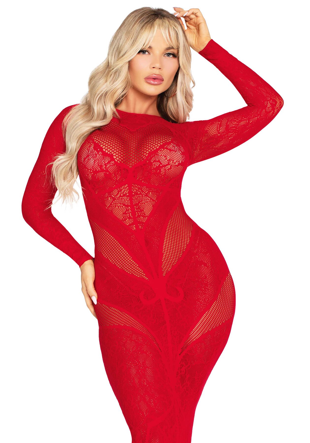 Сукня Leg Avenue Lace and Net Bodycon Gown One Size, Red