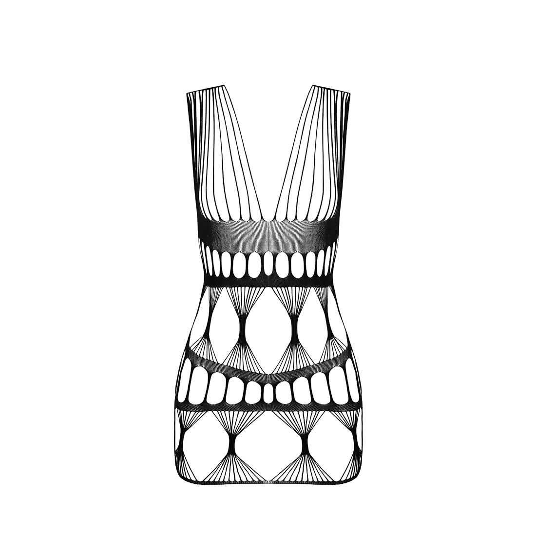 Бодістокінг-сукня Passion BS089 black, міні, плетіння у вигляді павутини
