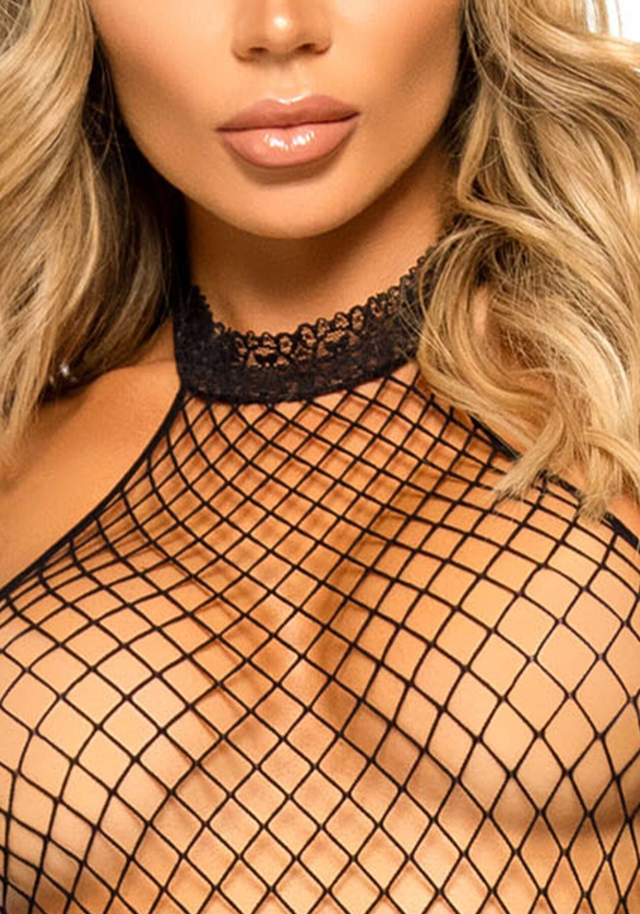 Еротичний сітчастий бодістокінг Leg Avenue Racer neck bodystocking Black