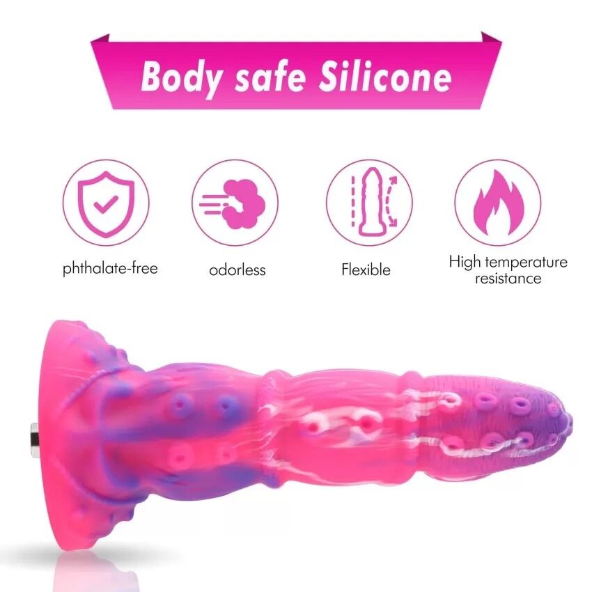 Фалоімітатор для секс-машин Hismith Tentacle Silicone Dildo Monster Series, KlicLok та присоска