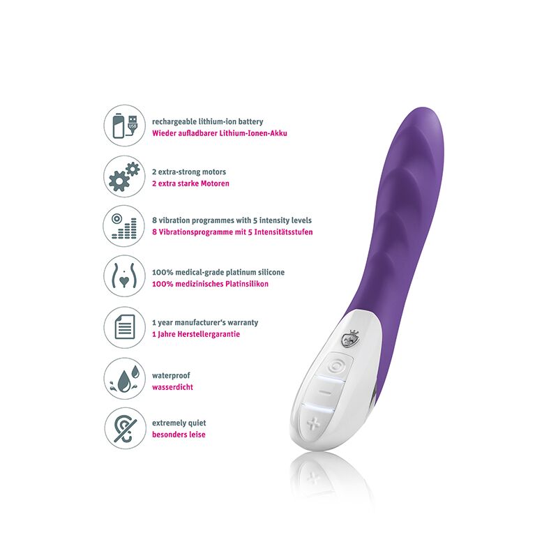 Потужний вібратор Mystim Sassy Simon Purple з двома моторами і стимулюючим рельєфом