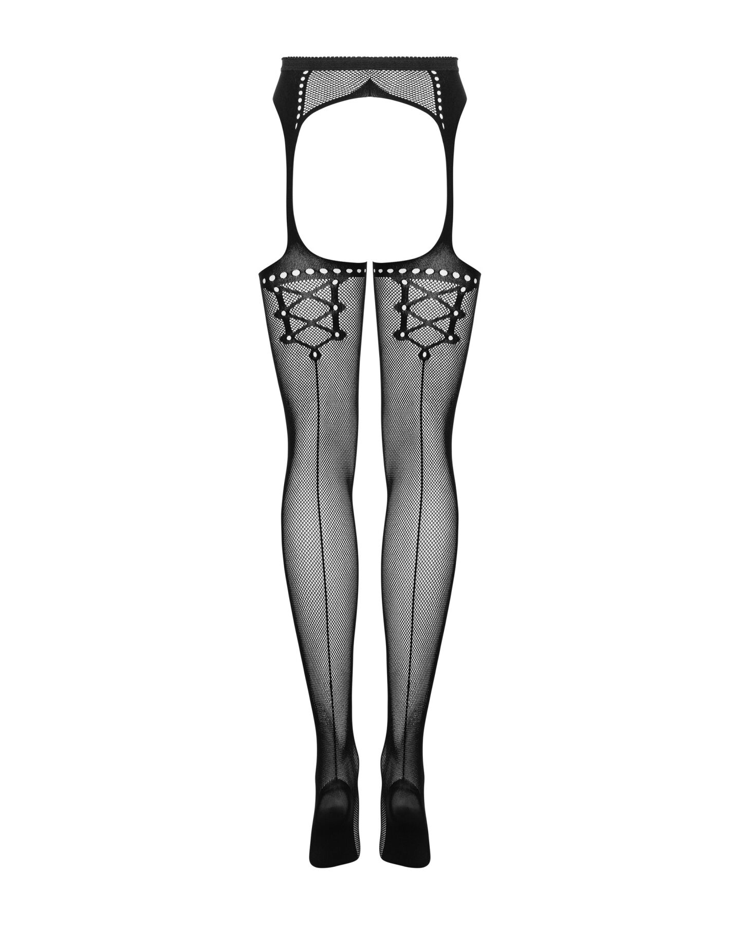 Сітчасті панчохи-стокінги зі стрілкою Obsessive Garter stockings S314 S/M/L, чорні, імітація гартері