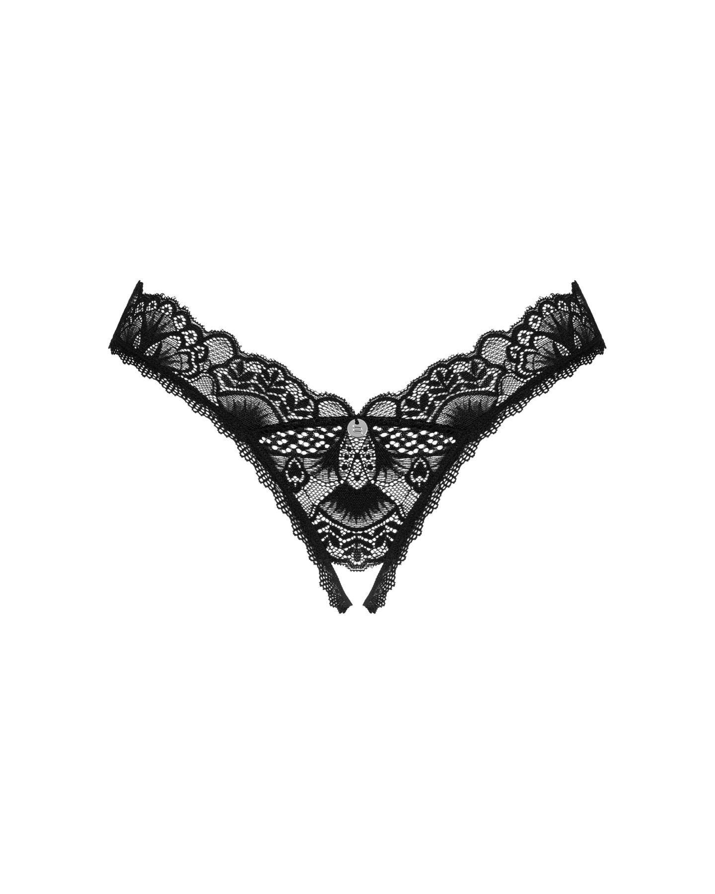 Мереживні стрінги Obsessive Donna Dream crotchless thong XL/2XL Black, відкритий доступ