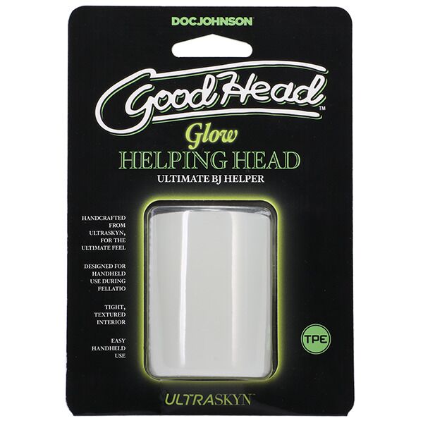 Мастурбатор Doc Johnson GoodHead Glow Helping Head, наскрізний, світиться в темряві