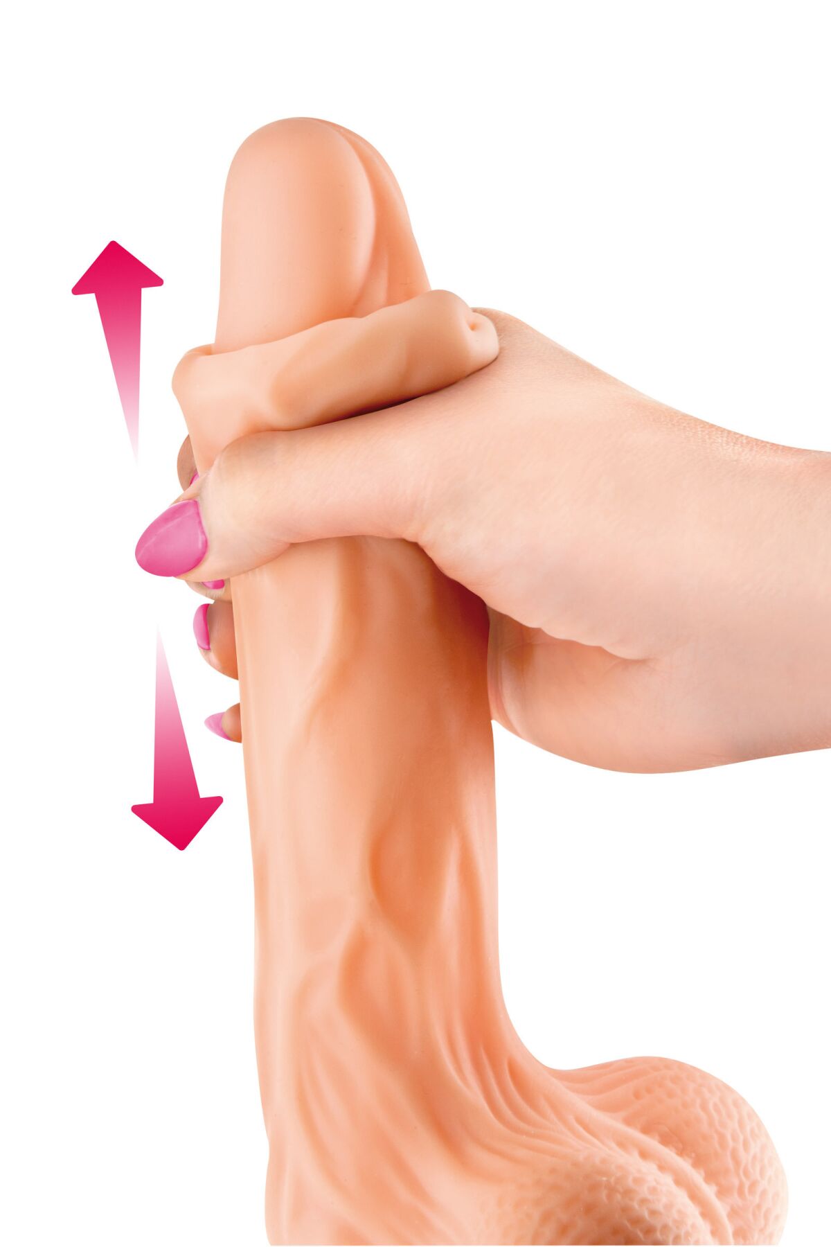 Фалоімітатор із рухомою крайньою плоттю Real Body — Real Brad, діаметр 4 см, TPE