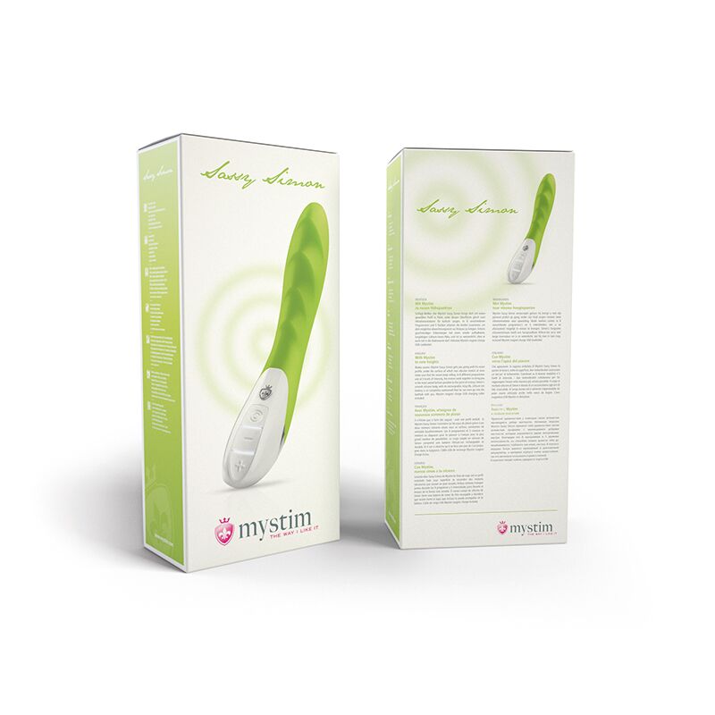 Потужний вібратор Mystim Sassy Simon Green з двома моторами і стимулюючим рельєфом
