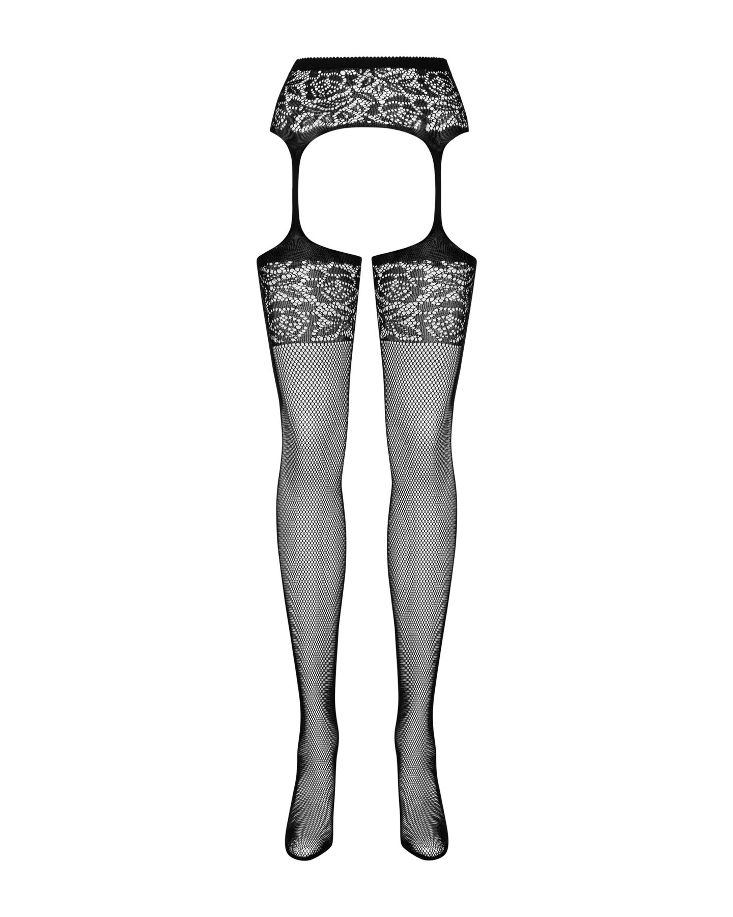 Сітчасті панчохи-стокінги з імітацією гартерів Obsessive Garter stockings S500S/M/L, чорні