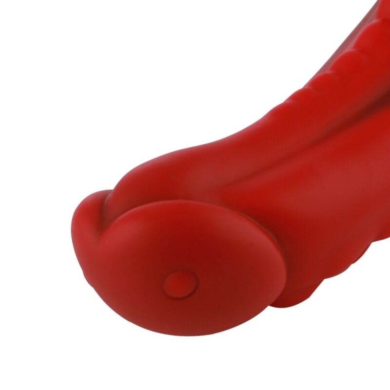 Фалоімітатор для секс-машин Hismith 8.35″ Curved Silicone Dildo Red Monster Series, система KlicLok