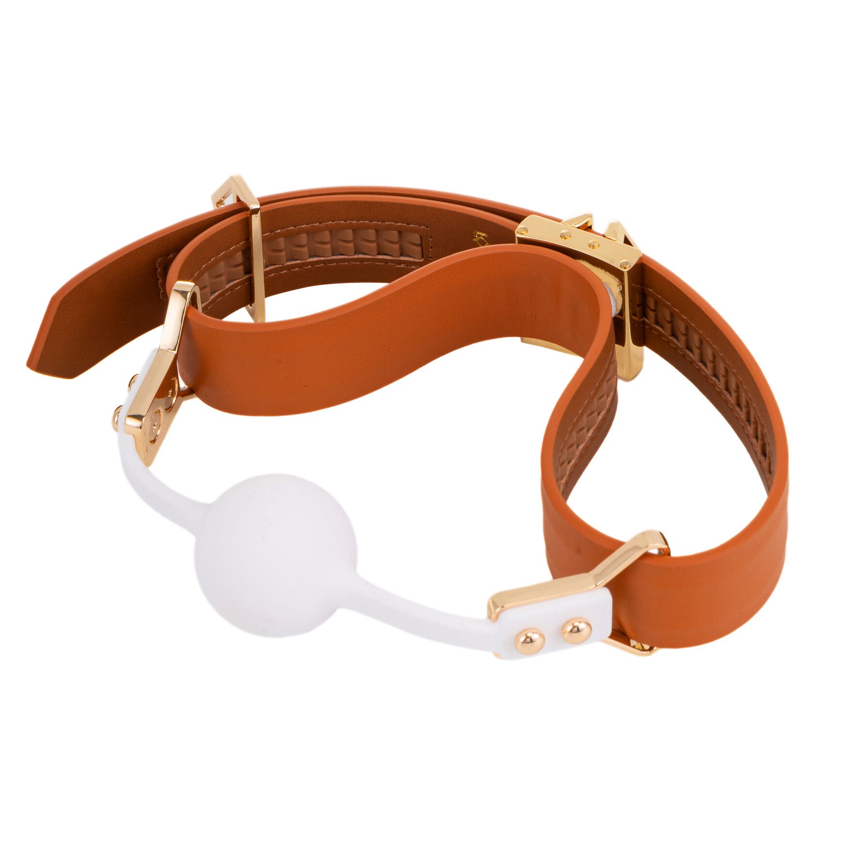 Набір кляпів LOCKINK Ball-Gag & Gag-bite Set, коричневий, шкіряний ремінь, 2 насадки – куля та трензель