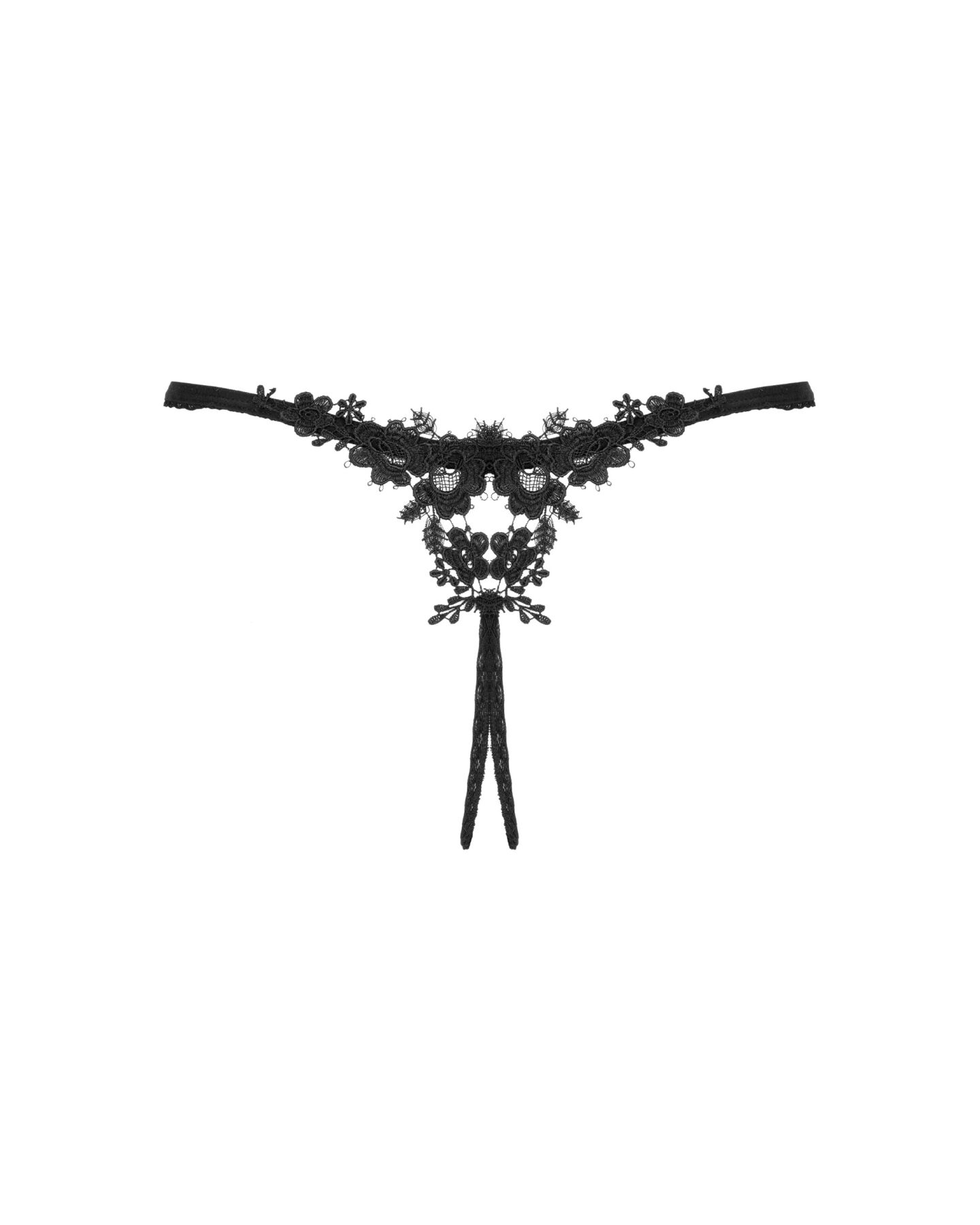 Прозорі стрінги з доступом Obsessive Celia Noir crotchless thong XL/2XL