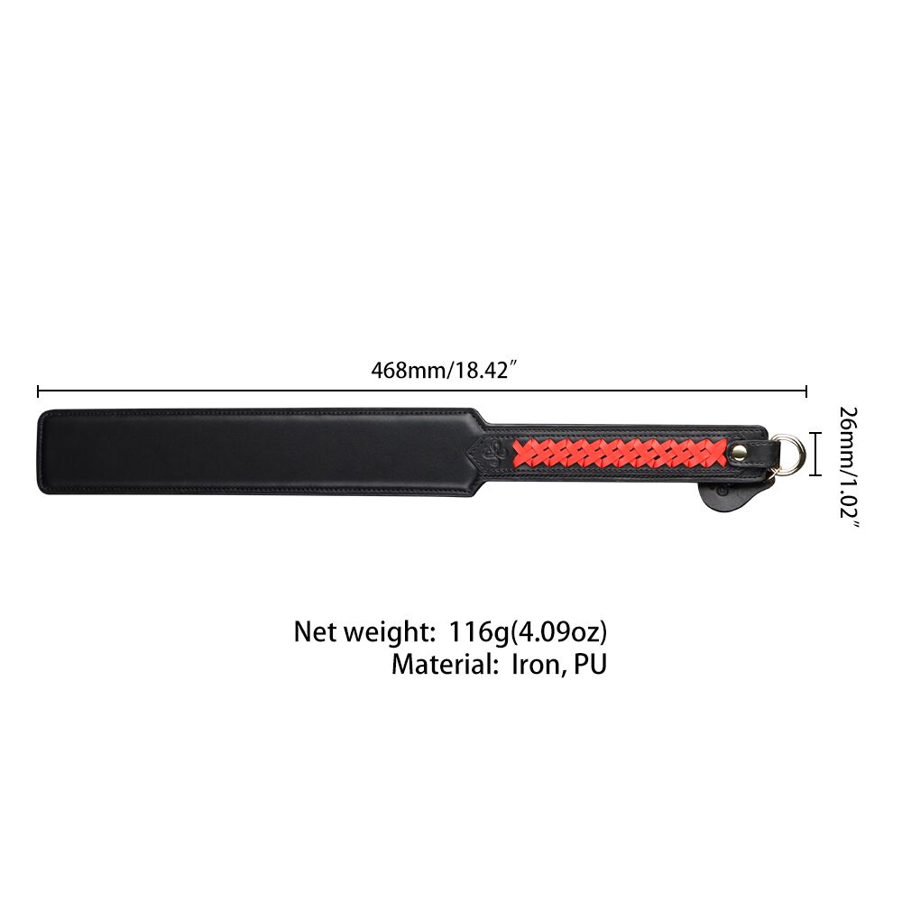 Паддл LOCKINK SEVANDA Braided-handle Spanking Paddle, чорно-червоний, гладенький, з плетінням на ручці