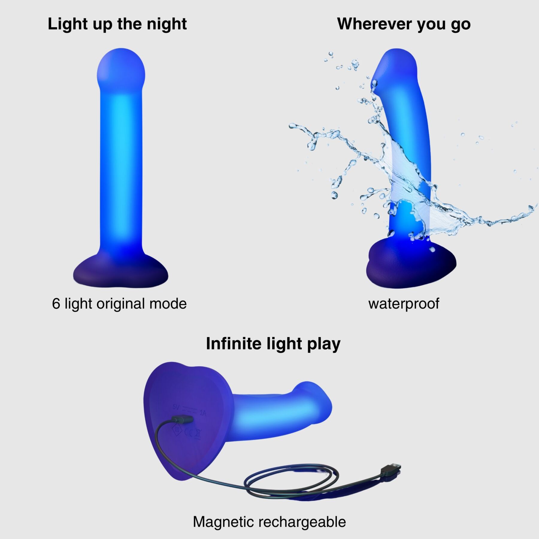 Дилдо, що світиться Strap-On-Me Glow-LED Dildo Purple - M