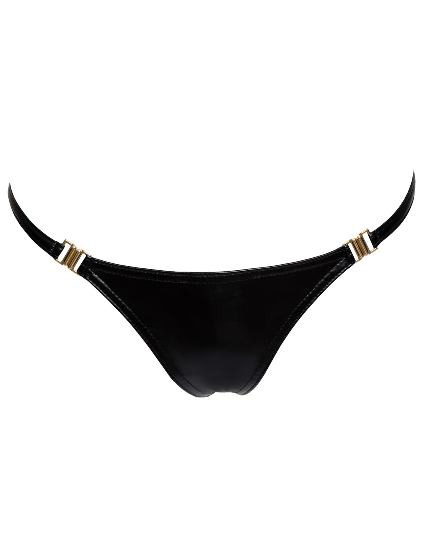 Трусики з мокрим ефектом Noir Handmade P008 Powerwetlook panty with gold clasp, XL, на застібках