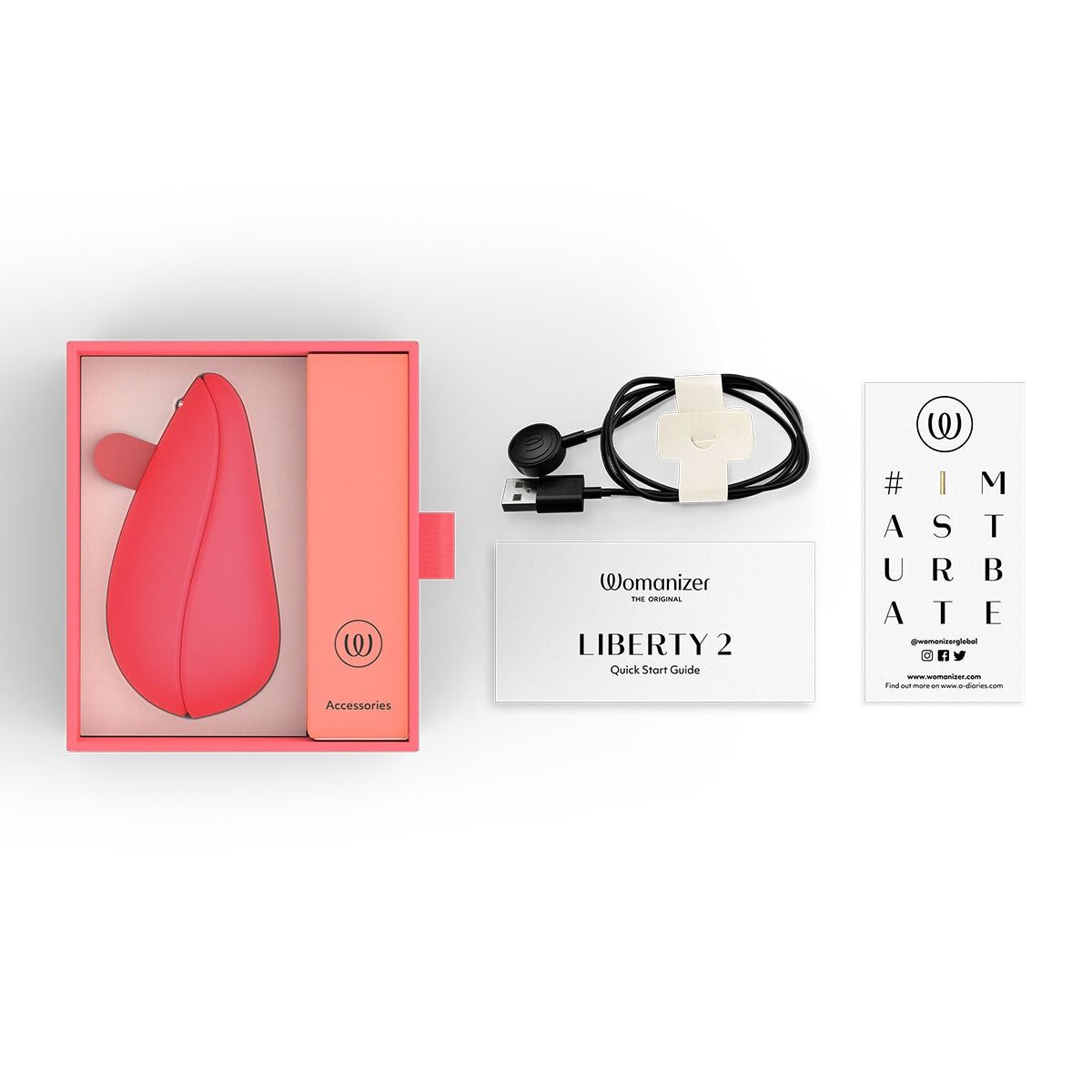 Вакуумний кліторальний стимулятор Womanizer Liberty 2 Vibrant Rose, 8 режимів, магнітна кришечка