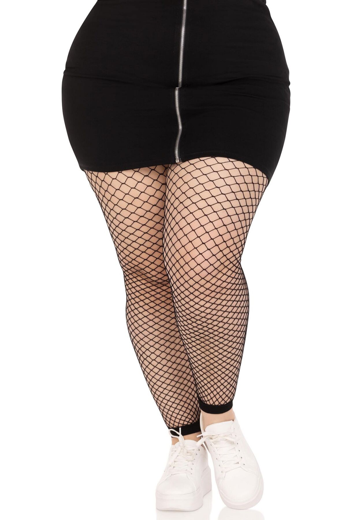 Колготки без стопи Leg Avenue Industrial Net footless tights, 1X/2X, чорні, в сітку