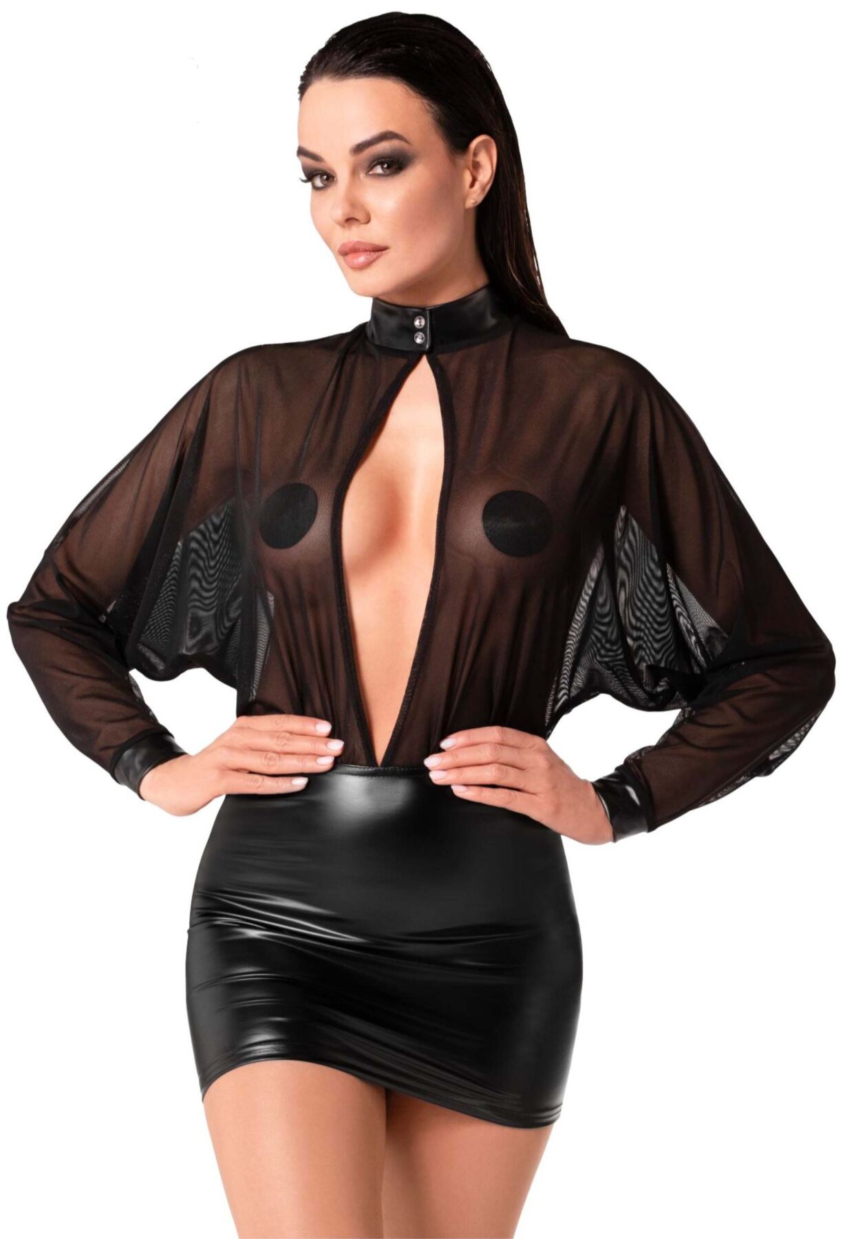 Сукня Noir Handmade F348 Powerwetlook and tulle dress - L