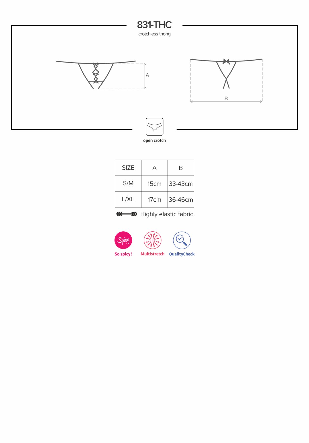 Мереживні танги з двома отворами Obsessive 831-THC-1 crotchless thongL/XL, чорні, бантики