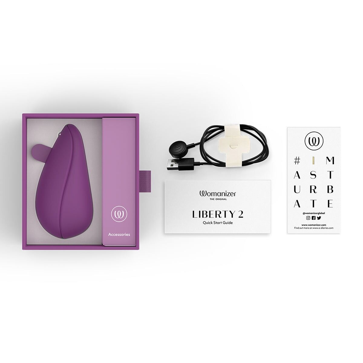Вакуумний кліторальний стимулятор Womanizer Liberty 2 Purple, 8 режимів, магнітна кришечка