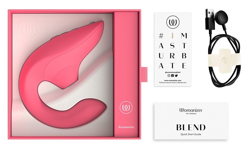 Вагінально-кліторальний стимулятор Womanizer Blend Vibrant Rose, вібрація + вакуум, 2 мотори