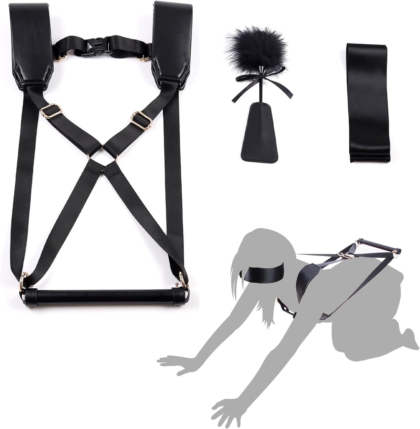 БДСМ-набір LOCKINK YEAHWOW Black Doggy Style Saddle set