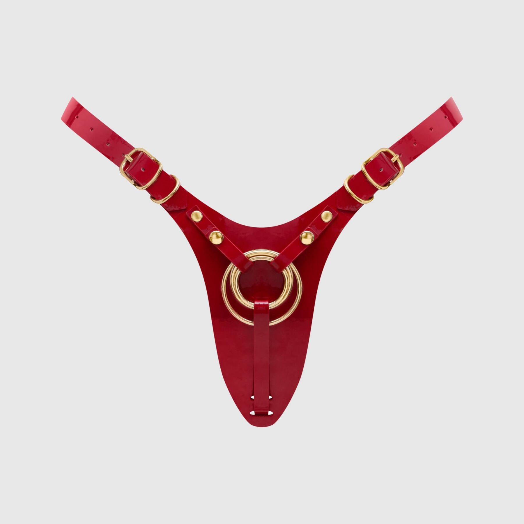 Трусики для страпона Strap-On-Me Leatherette Harness Fabulous - One Size - Red Glossy