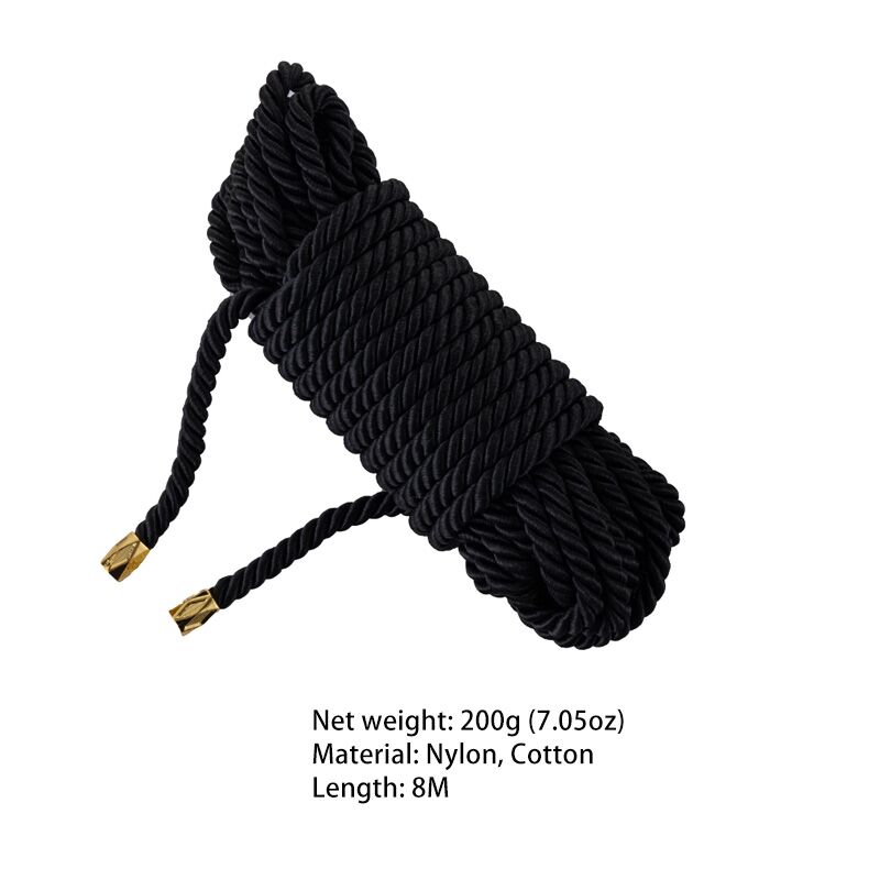 Мотузка для шибарі LOCKINK SEVANDA Shibari Pratice Rope, чорна, 8 м, нейлон+бавовна