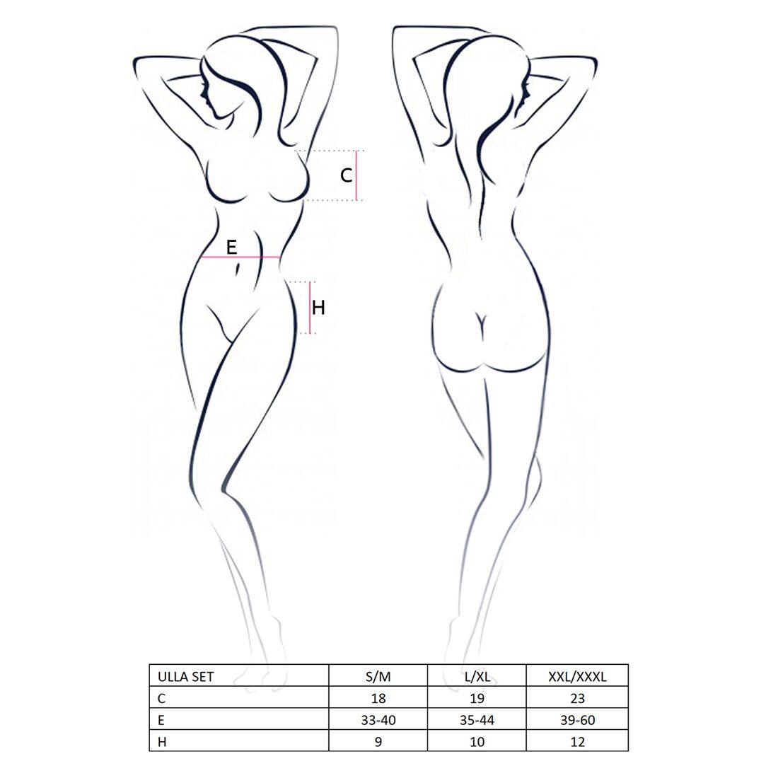 Комплект білизни Passion ULLA SET L/XL, black, напівпрозорий ліф, трусики, пояс