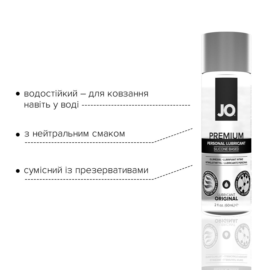 Лубрикант на силіконовій основі JO PREMIUM — ORIGINAL (60 мл) без консервантів