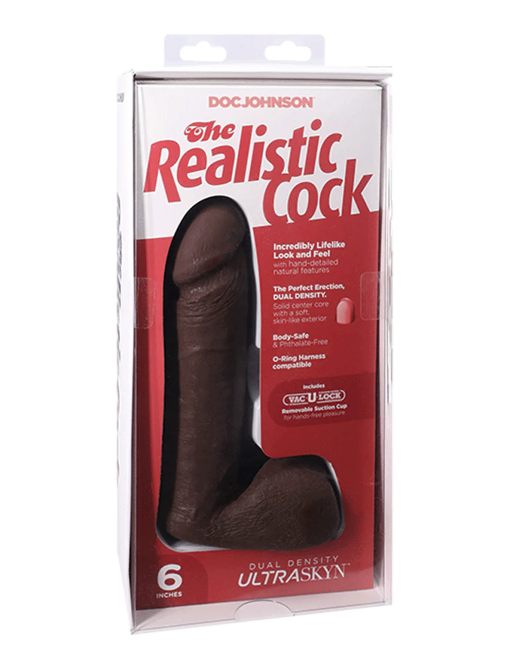 Фалоімітатор Doc Johnson The Realistic Cock 6 inch Black - ULTRASKYN, Vac-U-Lock, діаметр 4,3 см