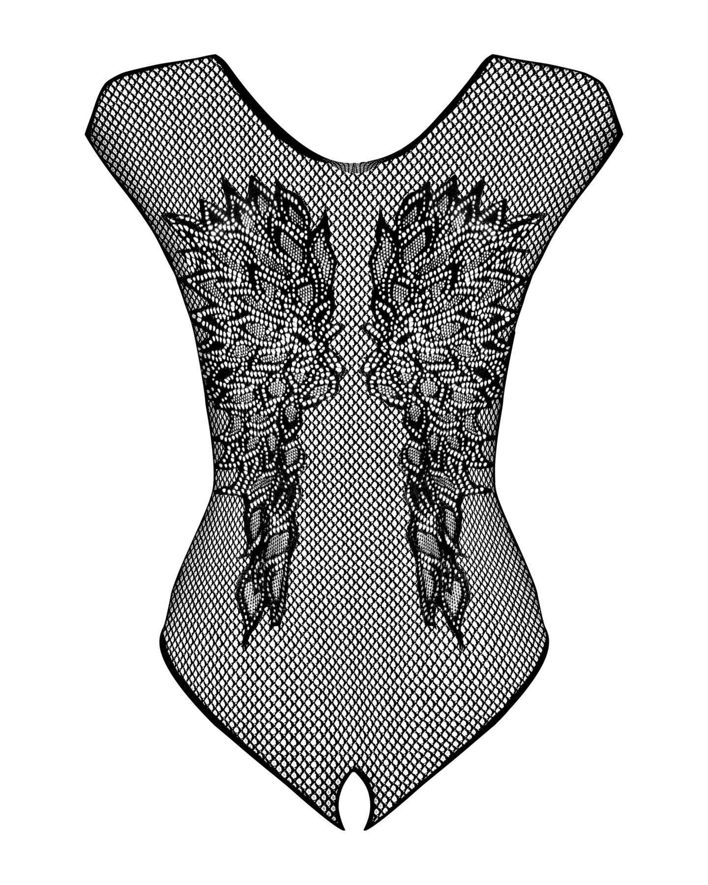 Бодістокінг із великої сітки з мереживом Obsessive B112 teddy S/M/L, чорний, з доступом