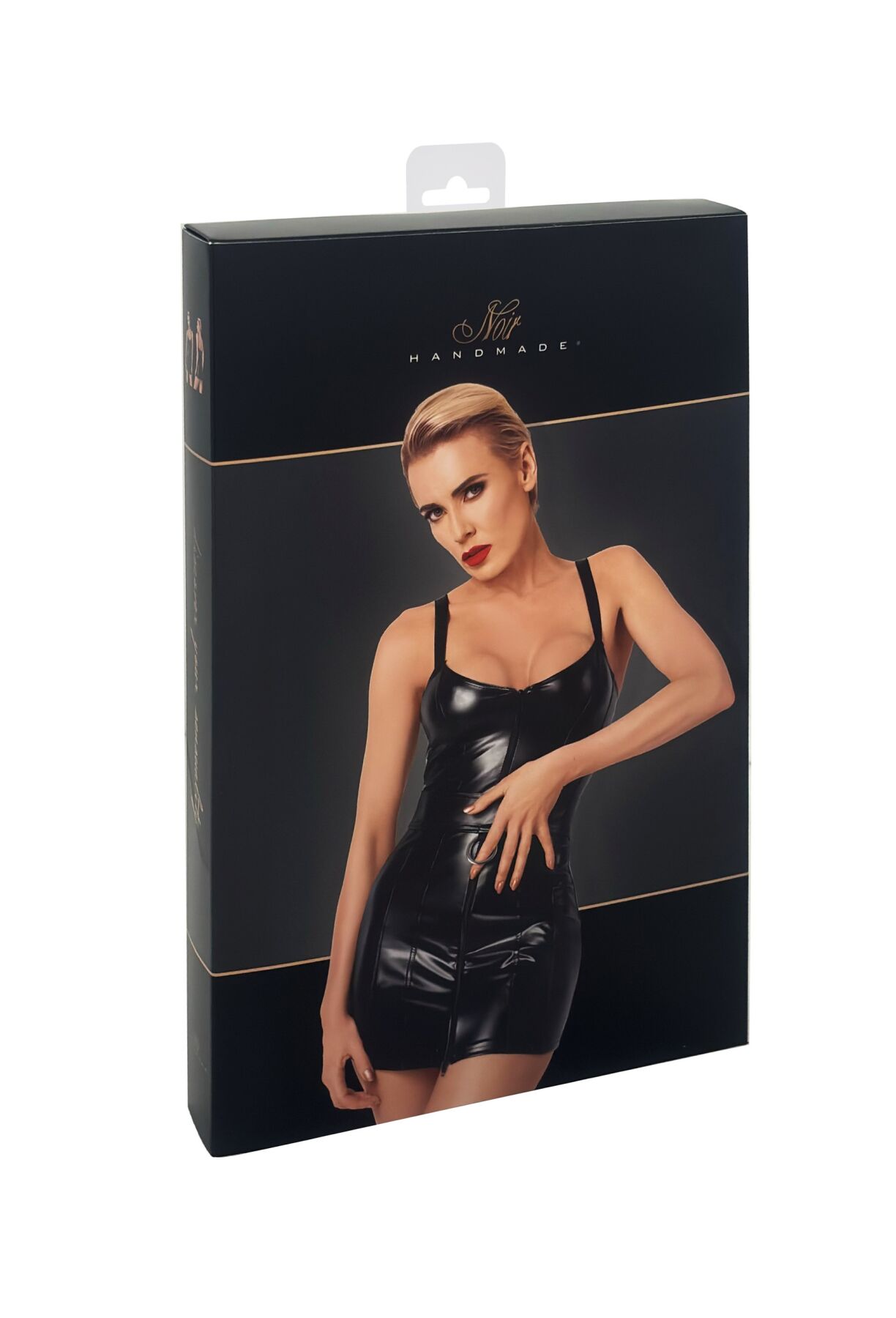 Сукня Noir Handmade F320 Starlet, XL, під латекс, міні, блискавка по всій довжині, кільце на поясі