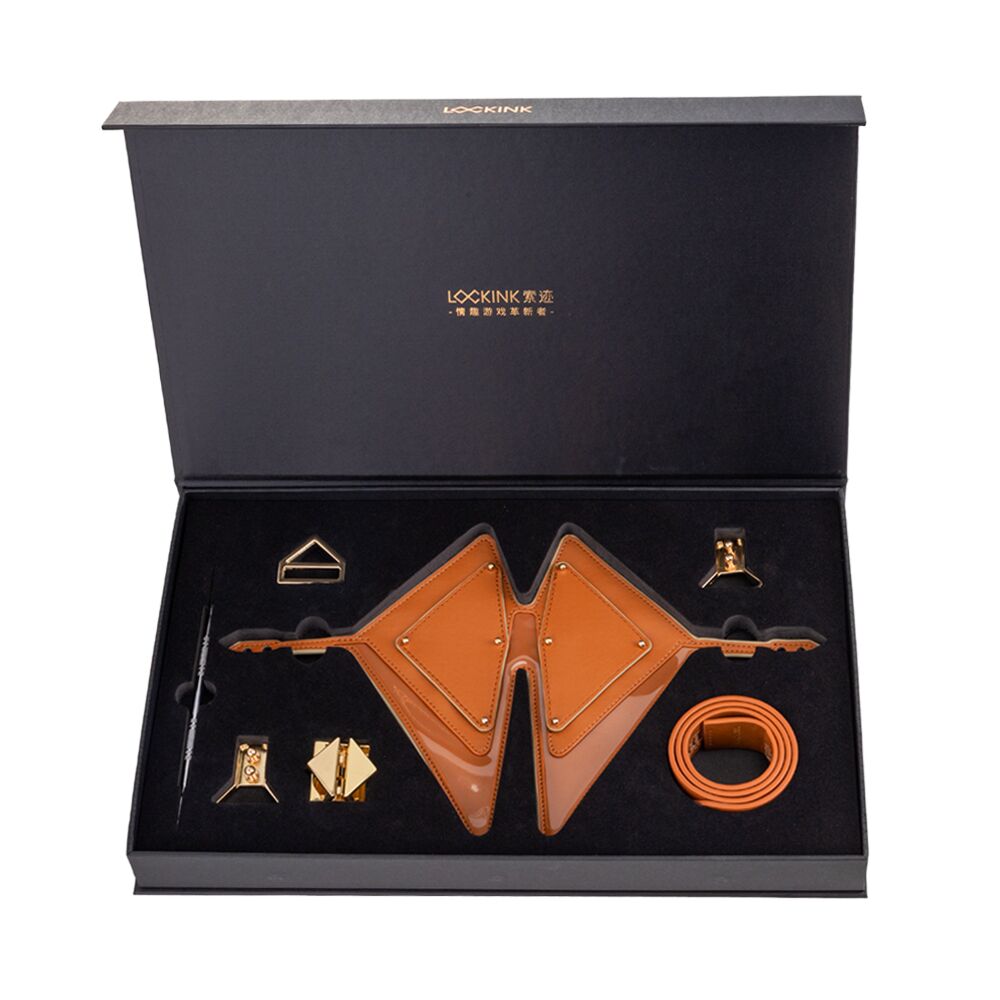 Маска на очі LOCKINK Vixen Blindfold, коричнева, натуральна шкіра, регульований обсяг