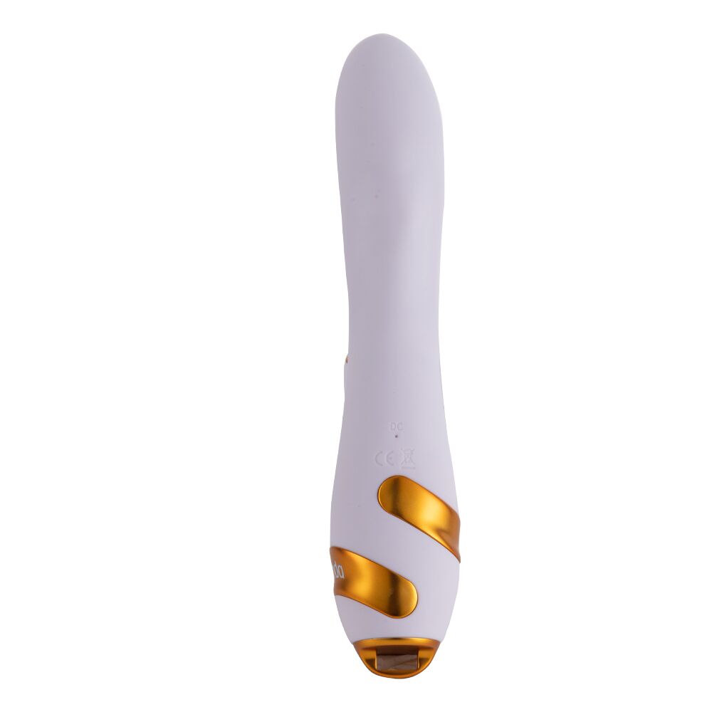 Вібратор-кролик з пульсацією та флогером LOCKINK SEVANDA Whip Vibrating Massage Wand, біло-золотий