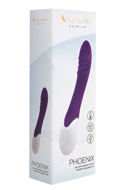 Вібратор S Pleasures Premium Phoenix, для точки G, фіолетовий, водостійкий, 16 видів вібрації, нагрів